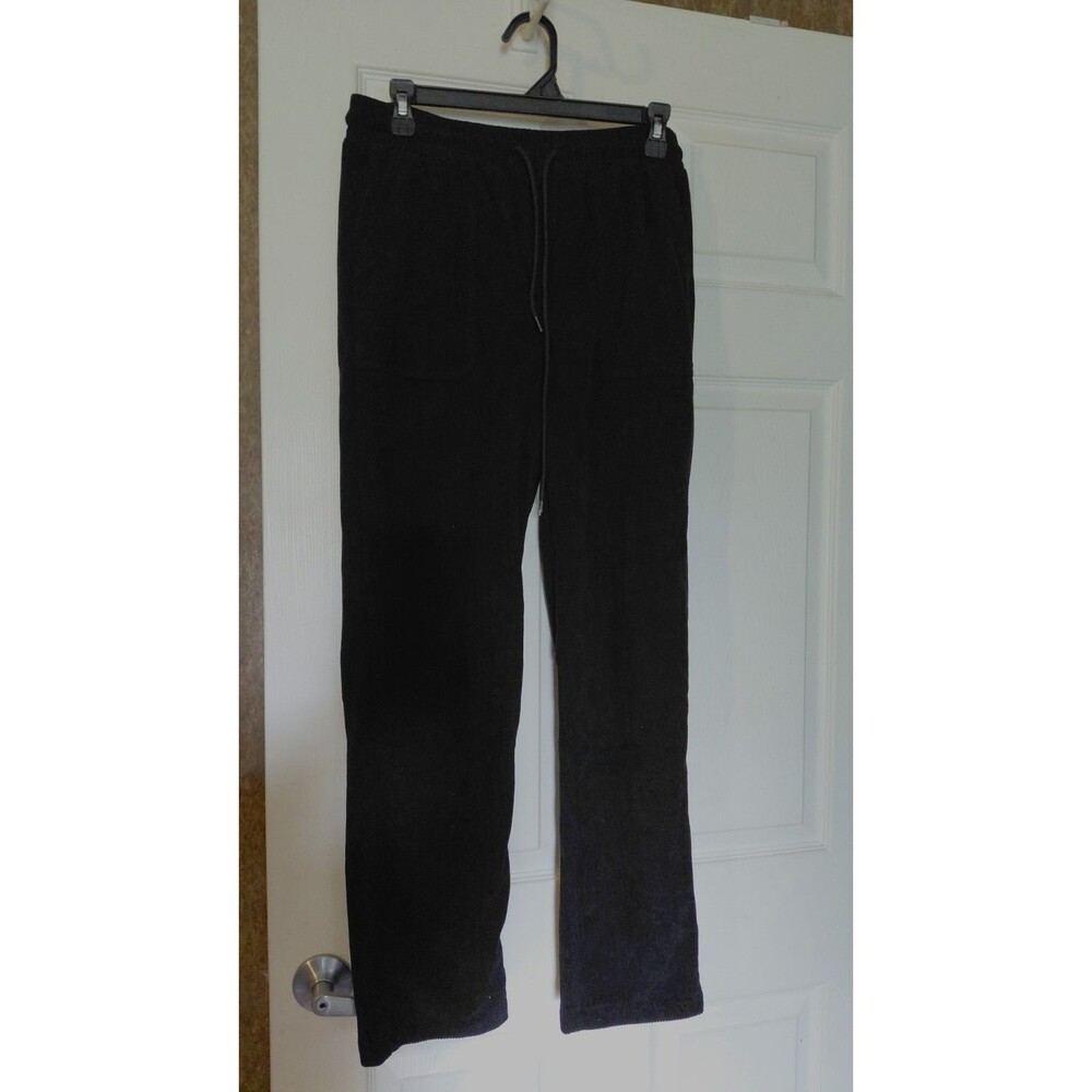 Halara Women's Black Wide Leg Corduroy Pants with Elastic Waist